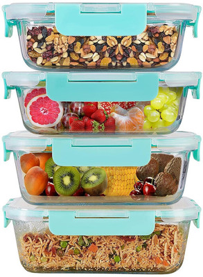 Cutting EDGE Essentials Glass Utility Container  - 1040 ml(Pack of 4, Clear)