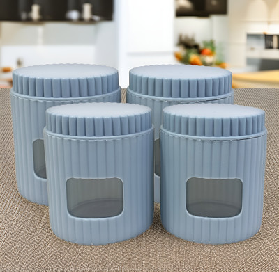 Inpro Glass Utility Container  - 500 ml(Pack of 4, Blue)