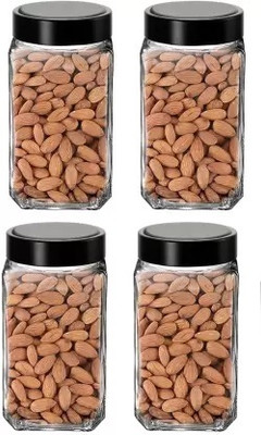 VERPHX Glass Grocery Container  - 1000 ml(Pack of 4, Clear)