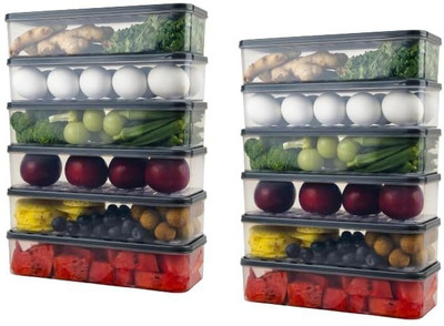 insew Plastic Fridge Container  - 1250 ml(Pack of 12, Black)