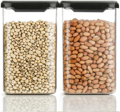 DUANT Plastic Utility Container  - 1500 ml(Pack of 2, Clear, Black)