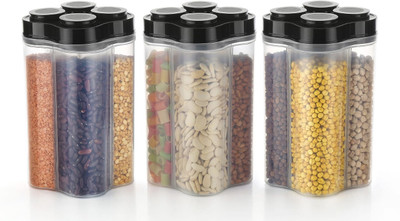 Zubix Plastic Grocery Container  - 2400 ml(Pack of 3, Clear)