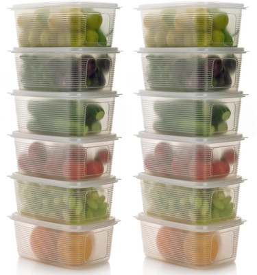 Romp and Role Plastic Grocery Container  - 1800 ml(Pack of 12, White)
