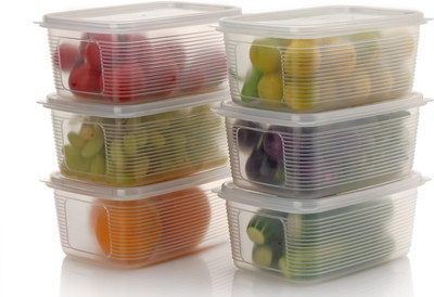 Ecodex Plastic Fridge Container  - 1800 ml(Pack of 6, Clear)