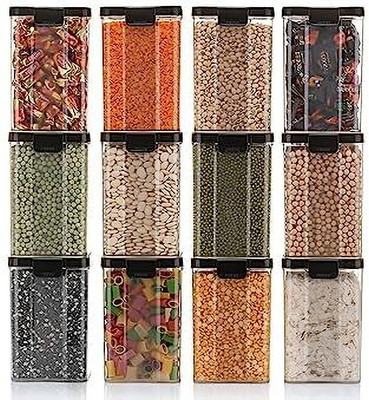 Romp and Role Plastic Grocery Container  - 1100 ml(Pack of 12, Clear)