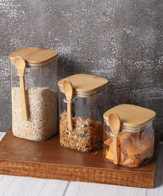 Sueriv Glass Grocery Container  - 500 ml(Pack of 3, White)