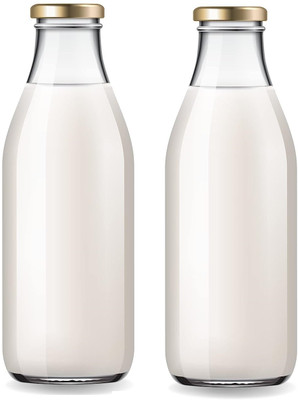 PERIZONE Glass Milk Container  - 500 ml(Pack of 2, Clear)