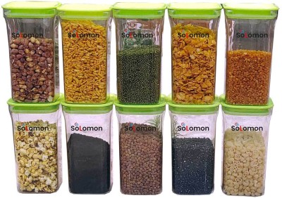 Solomon Plastic Grocery Container  - 1100 ml(Pack of 10, Green)