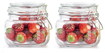 Sueriv Glass Grocery Container  - 500 ml(Pack of 2, Clear)