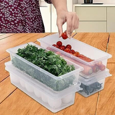 RABBITO Plastic Fridge Container  - 1500 ml(Pack of 4, White)