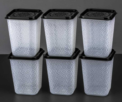 satva Plastic Grocery Container  - 1100 ml(Pack of 6, Black)