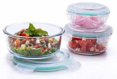 DHARMBHAKTI Glass Utility Container  - 400 ml, 650 ml, 950 ml(Pack of 3, Clear)