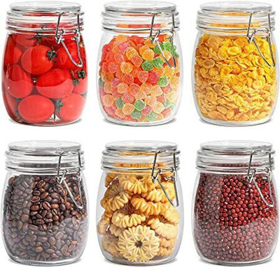 KROTEL Glass Grocery Container  - 750 ml(Pack of 6, Clear)