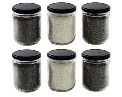 DHARMBHAKTI Glass Grocery Container  - 300 ml(Pack of 6, White)
