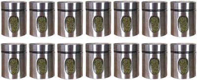 Sueriv Glass Grocery Container  - 350 ml(Pack of 14, Silver)