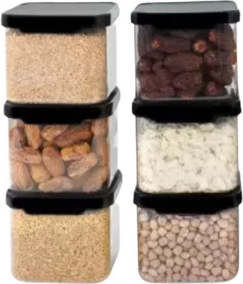 Charmpeak Plastic Grocery Container  - 500 ml(Pack of 6, Black)