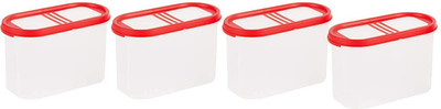 Cutting EDGE Plastic Utility Container  - 1200 ml(Pack of 4, Clear, Red)
