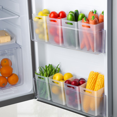 OMORTEX Plastic Fridge Container  - 1100 ml(Pack of 8, White)