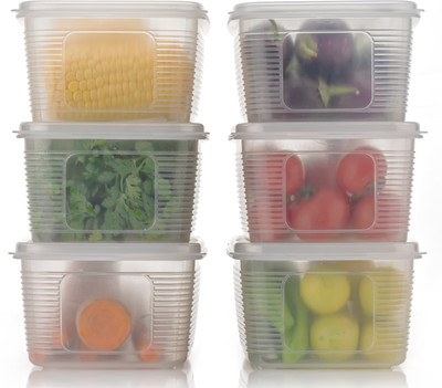 Ecodex Plastic Fridge Container  - 1800 ml(Pack of 6, Clear)