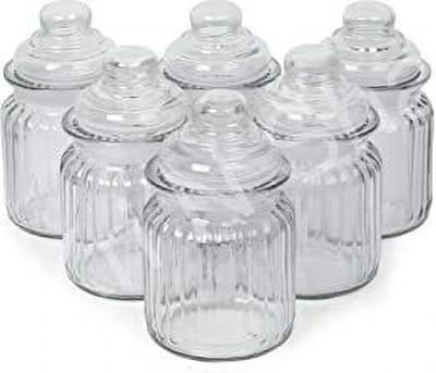 KROTEL Glass Cookie Jar  - 350 ml(Pack of 6, White)