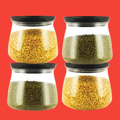 Charmpeak Plastic Grocery Container  - 900 ml(Pack of 4, Black)
