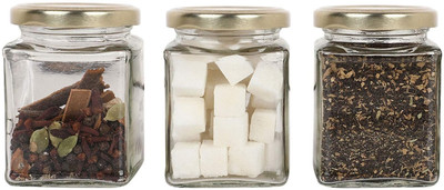 VarniZone Glass Grocery Container  - 250 ml(Pack of 3, Clear)