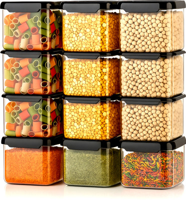 FPBOI Plastic Grocery Container  - 550 ml(Pack of 12, Black)