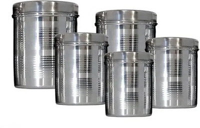 Daintree Pack of 5 Steel Grocery Container - 300 ml, 400 ml, 500 ml, 750 ml, 1000 ml Silver
