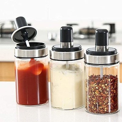 Sueriv Glass Tea Coffee & Sugar Container  - 250 ml(Pack of 3, Clear)