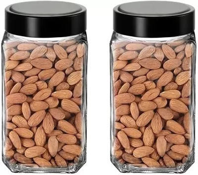 VERPHX Glass Grocery Container  - 1000 ml(Pack of 2, Clear)