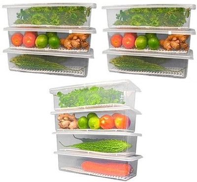 VIX Plastic Fridge Container  - 1500 ml(Pack of 10, Clear)