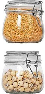 Sueriv Glass Grocery Container  - 500 ml(Pack of 2, Clear)