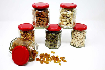 Sueriv Glass Grocery Container  - 250 ml(Pack of 6, Clear)