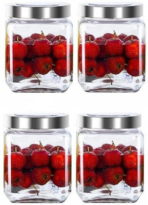 Sueriv Glass Grocery Container  - 500 ml(Pack of 4, Clear)