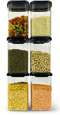 VORST Plastic Grocery Container  - 1100 ml(Pack of 6, Black)