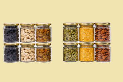 PANEL'S Glass Grocery Container  - 200 ml(Pack of 12, Gold)