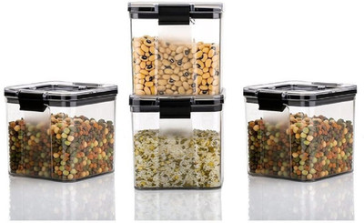 Analog Kitchenware Plastic Grocery Container  - 550 ml(Pack of 4, Black)