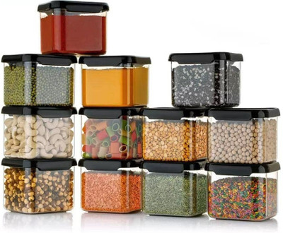VNS Plastic Grocery Container  - 500 ml(Pack of 12, Black)
