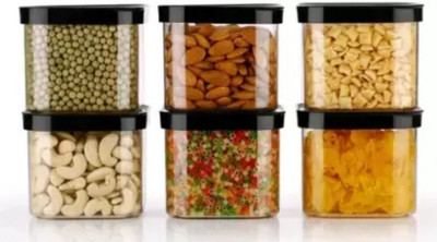 Charmpeak Plastic Grocery Container  - 500 ml(Pack of 6, Black)