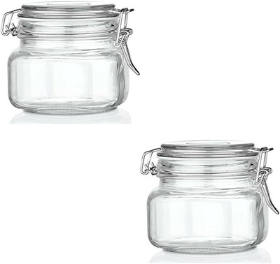 Sueriv Glass Grocery Container  - 500 ml(Pack of 2, Clear)