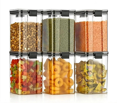 ADMONITION Plastic Grocery Container  - 1200 ml(Pack of 6, Multicolor)
