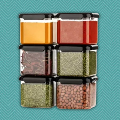 Charmpeak Plastic Grocery Container  - 500 ml(Pack of 6, Black)