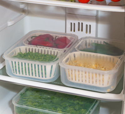 RABBITO Plastic Fridge Container  - 2500 ml(Pack of 2, White)