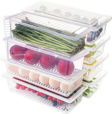 Charmpeak Plastic Fridge Container  - 1500 ml(Pack of 8, Multicolor)