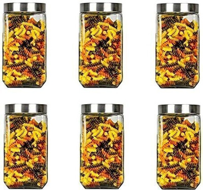 DHARMBHAKTI Glass Grocery Container  - 1000 ml(Pack of 6, Multicolor)