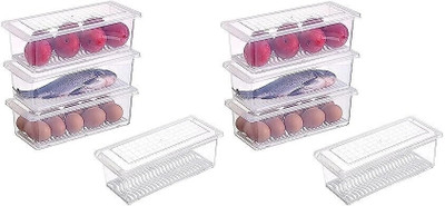STARDOT Plastic Fridge Container  - 1500 ml(Pack of 8, Clear)