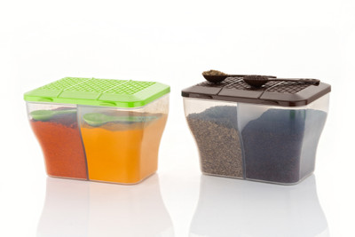 MAGICSPOON Polypropylene Utility Container  - 2000 ml(Pack of 2, Green, Brown)
