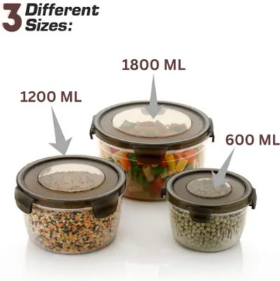 PLASTIAN Plastic Utility Container  - 1800 ml, 1200 ml, 600 ml(Pack of 3, Brown)