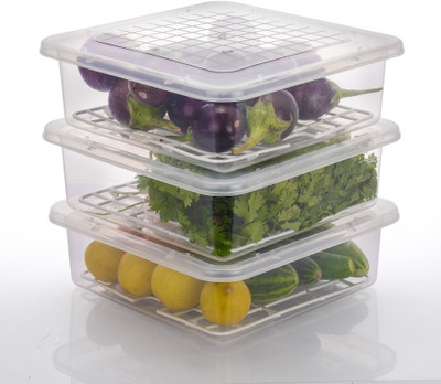 Flipkart SmartBuy Plastic Fridge Container  - 2500 ml(Pack of 3, Clear)