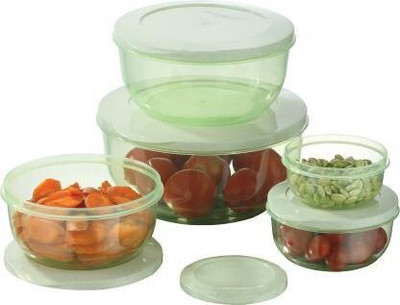 JIGSHTIAL Plastic Bread Container  - 2700 ml, 1700 ml, 1000 ml, 580 ml, 290 ml(Pack of 5, Green)